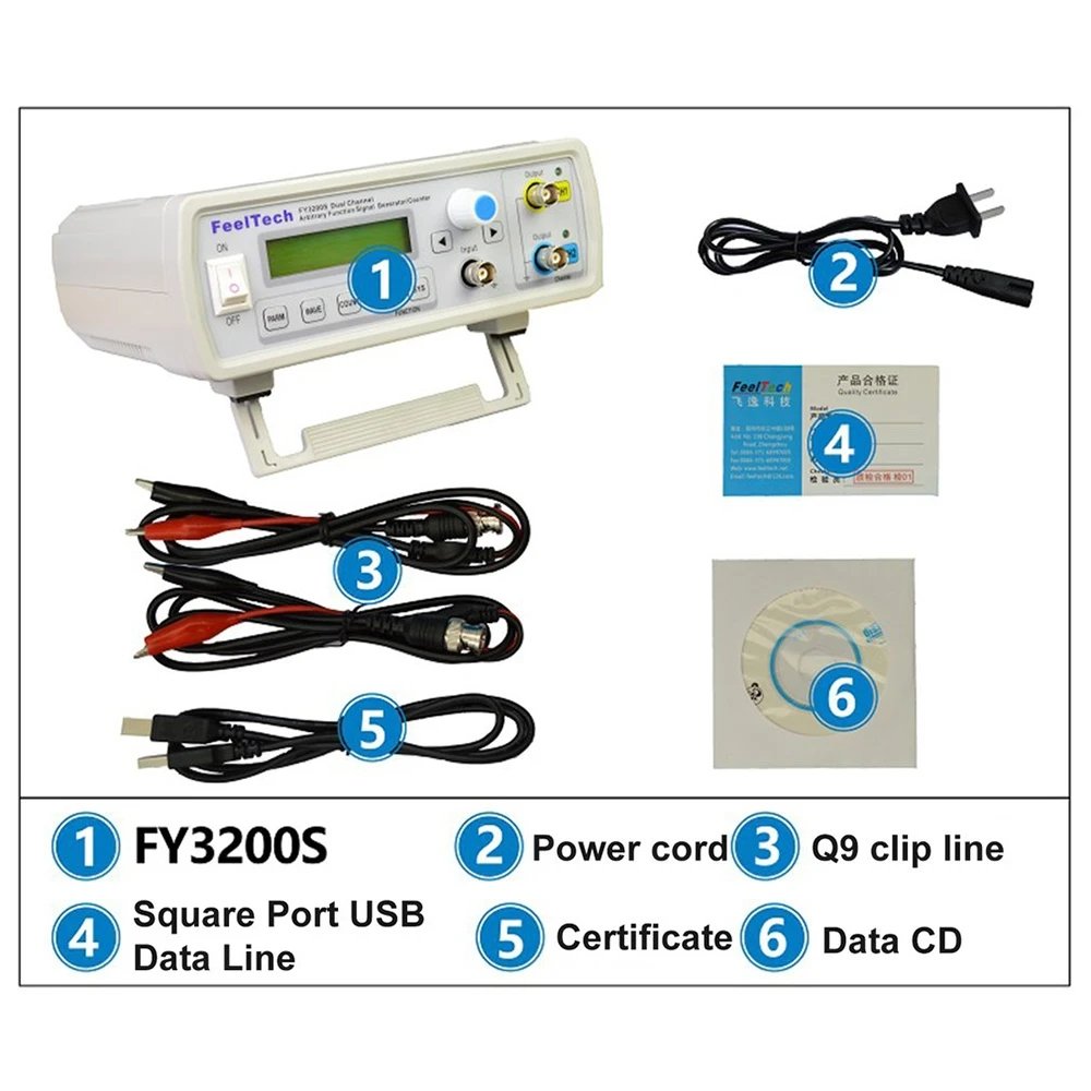 FY3200S 6/12/20/24/25MHz Digital DDS Dual-channel Function Signal Source Generator Arbitrary Waveform/Pulse Frequency Meter