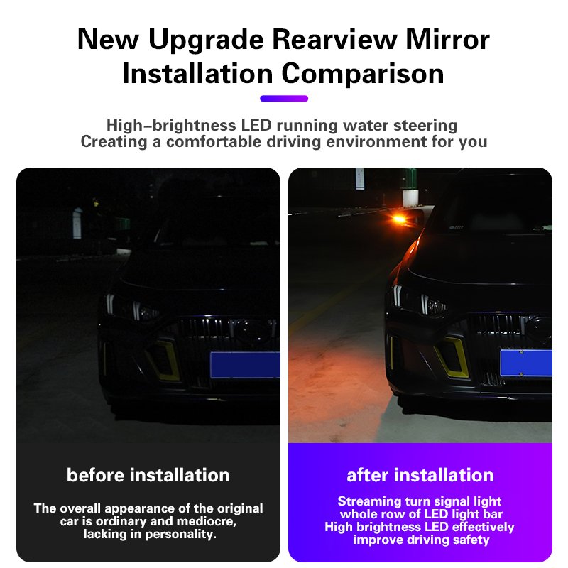 LED Car Rearview Mirror Indicator Lamp Arrow Strip Tape Signal white yellow dual color daytime running lights