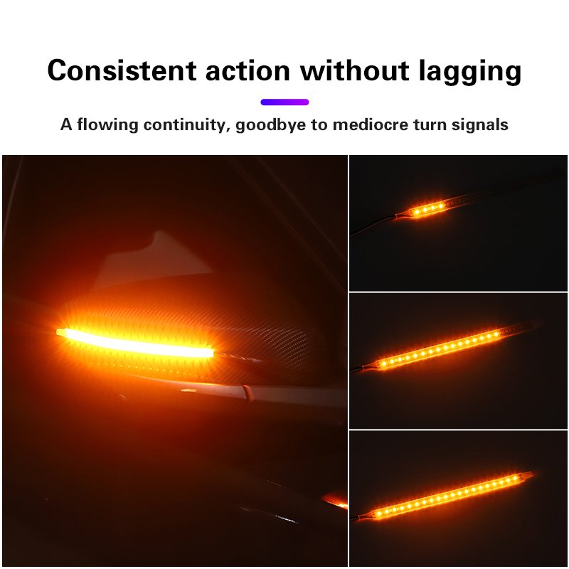 LED Car Rearview Mirror Indicator Lamp Arrow Strip Tape Signal white yellow dual color daytime running lights