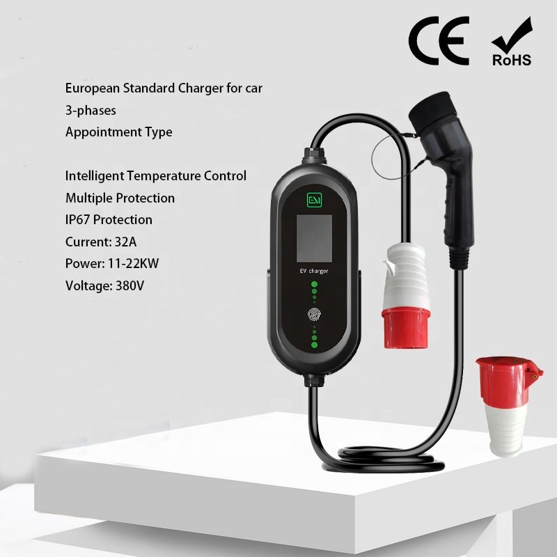 Type 2 ZR-EUO01-4 3-phase 16A 32A industrial plug flame retardant not easy to heat up Charging more stable AC Charging