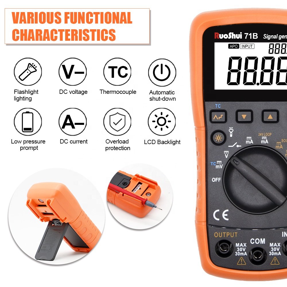RuoShui 71B RTS Signal Generator Thermocouple Current Voltage Portable Process Calibrator 24V loop voltage output
