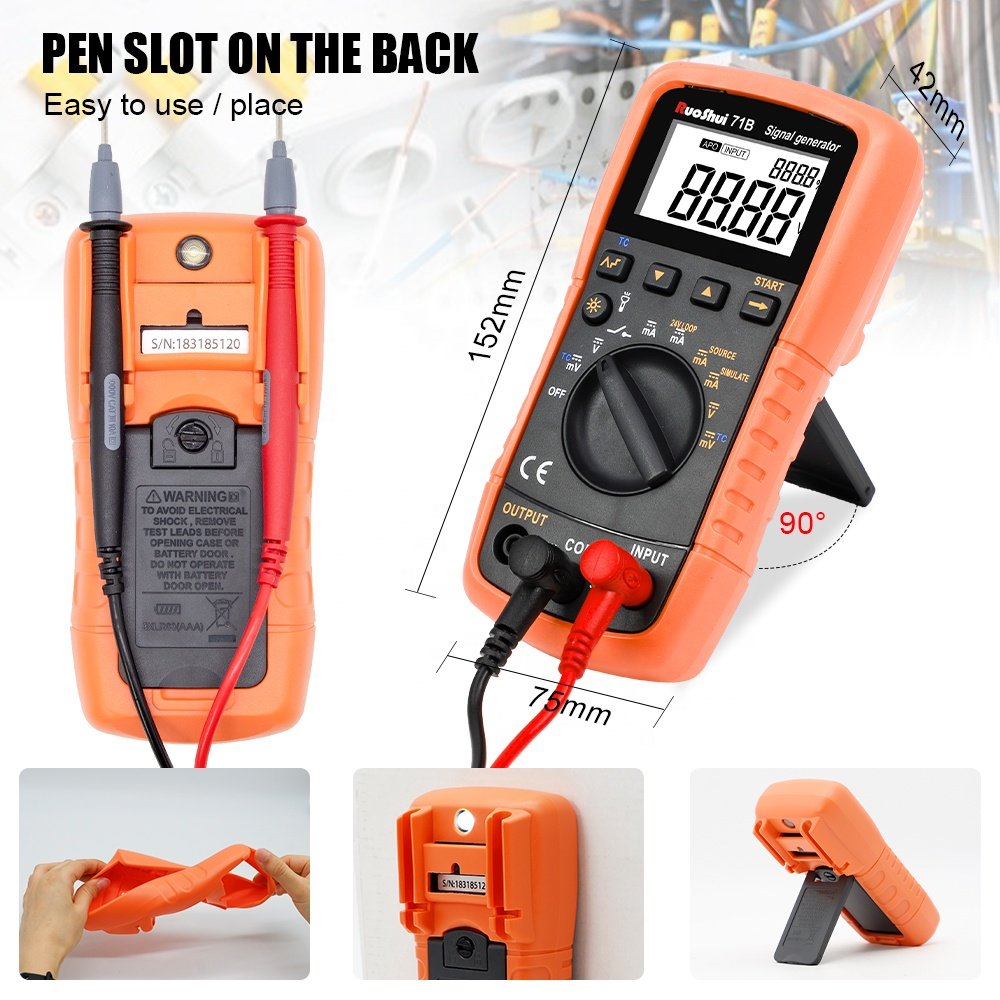 RuoShui 71B RTS Signal Generator Thermocouple Current Voltage Portable Process Calibrator 24V loop voltage output