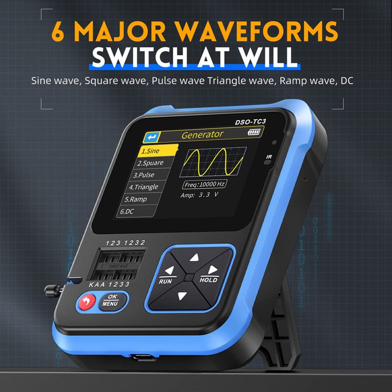 3-in-1 handheld oscilloscope with DDS signal generator and transistor tester FNIRS1