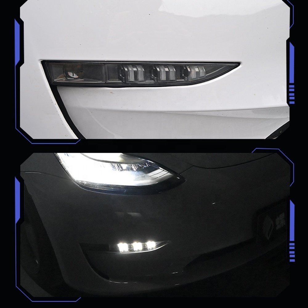 Hansshow Model 3/Y Led Turn Signal Lamp Multi-function Front Fog Lights For Tesla Model 3/Y Daytime Running Lights