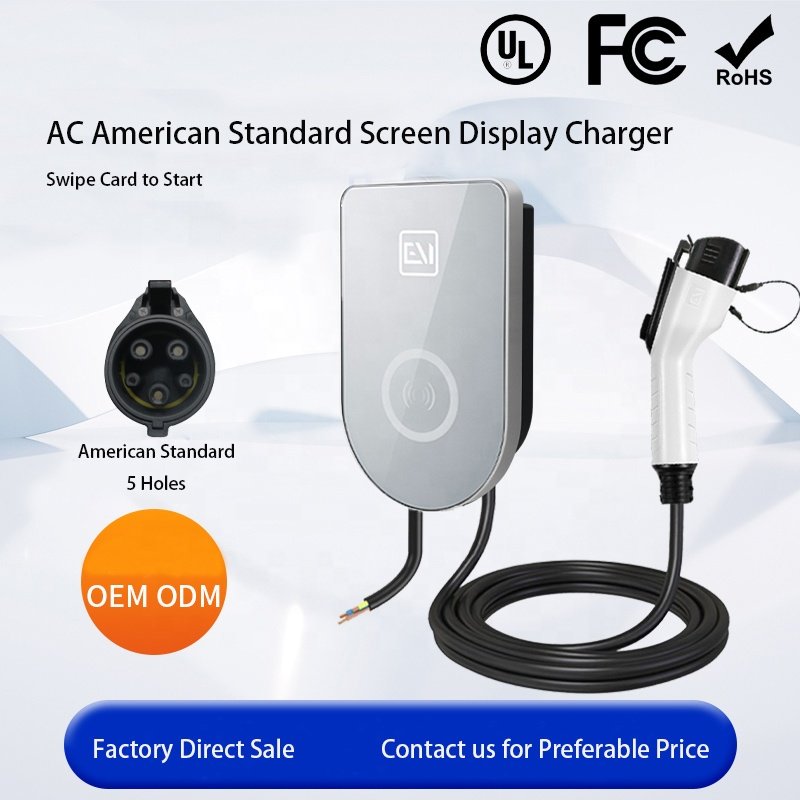 ZR-USO07-1 swipe-card-activated charging piles Type 1 AC240V 32A 7.6KW with 5m cable UL FCC AC charging pile