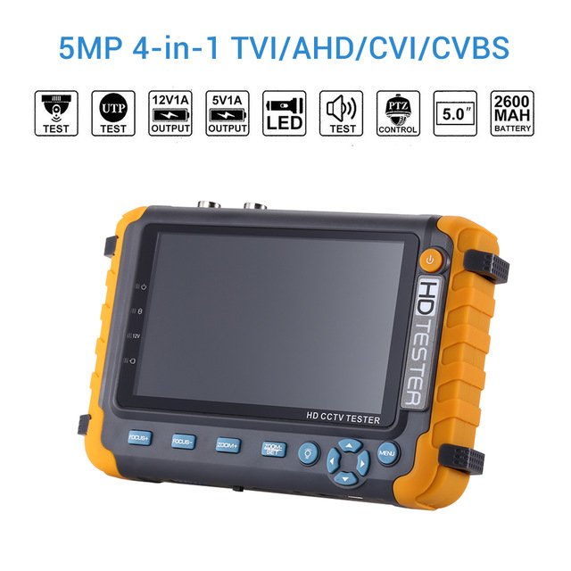 IV8W 5 inch TFT LCD HD 5MP TVI AHD CVI CVBS Analog Security CCTV Camera Tester Monitor 4 in 1 CCTV Tester VGA compatible