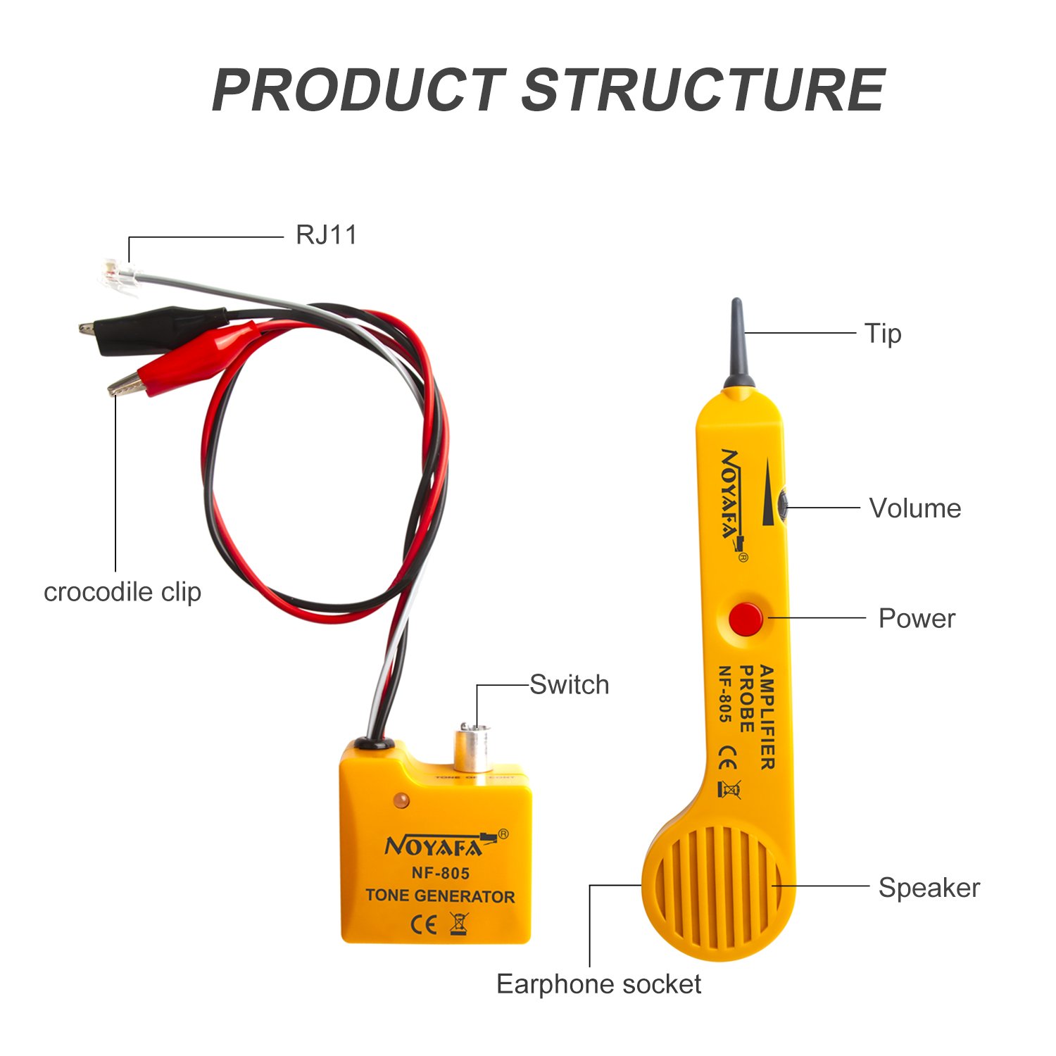NOYAFA NF-805 Wire circuit detector wire tracker cable tester Tone Generator and Probe Kit