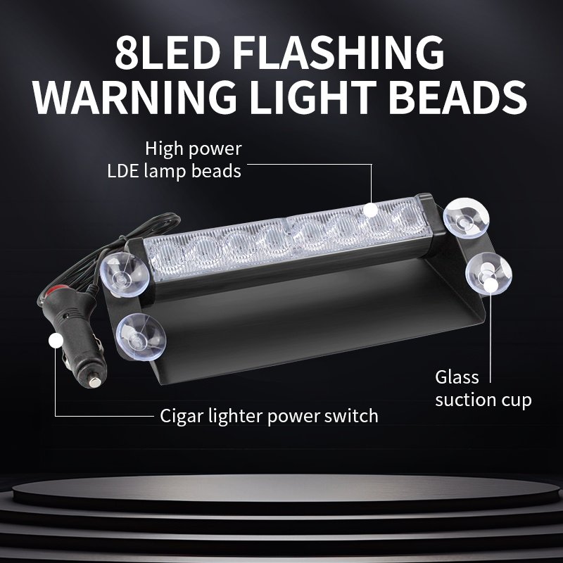 12V 8 LED Car Truck Emergency Strobe Light Red Blue Yellow Signal Lamp Warning Lights Bar Other Car Light Accessories