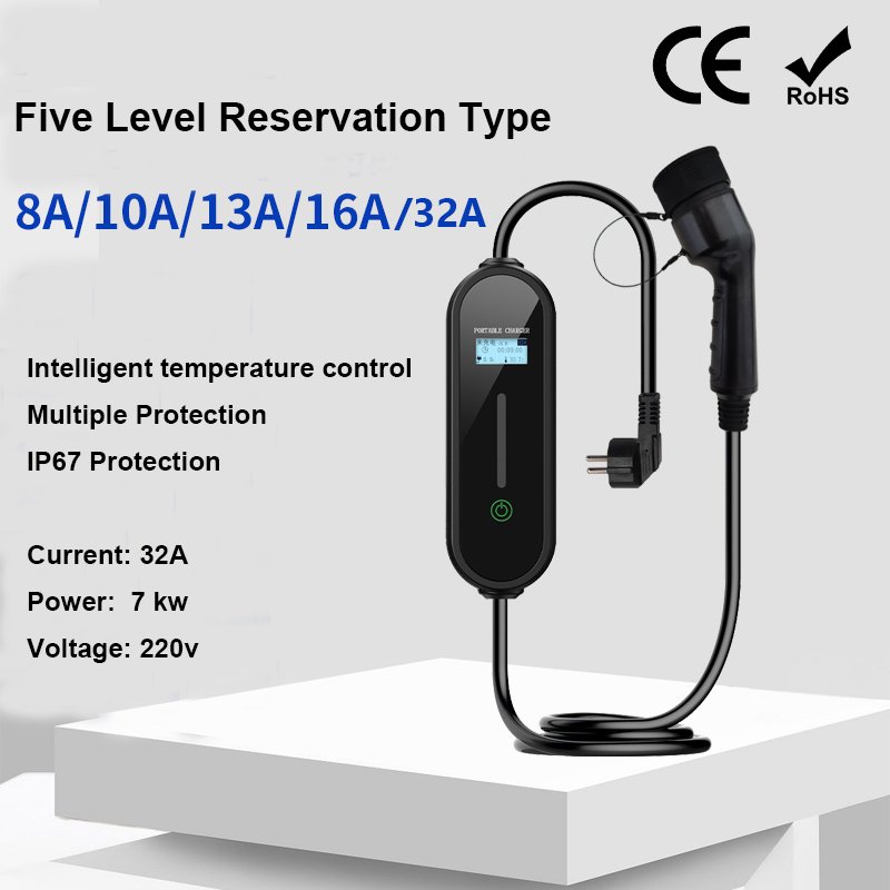 ZR-EUO02-2 Type 2 electric car Charging AC230V 16A 3.5KW with 5m cable line home portable new energy vehicle charging