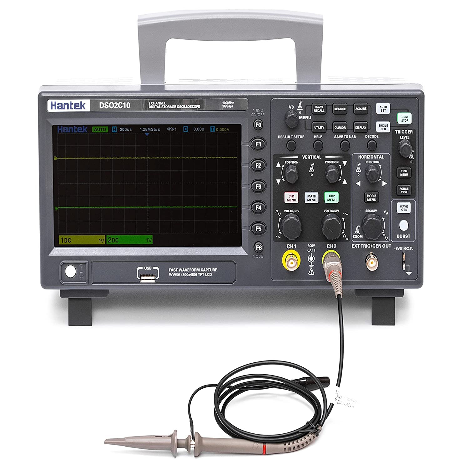 Hantek Dso2c10 2 Channel 100mhz 1gsa/s Digital Storage Oscilloscope Without Awg Signal Generator
