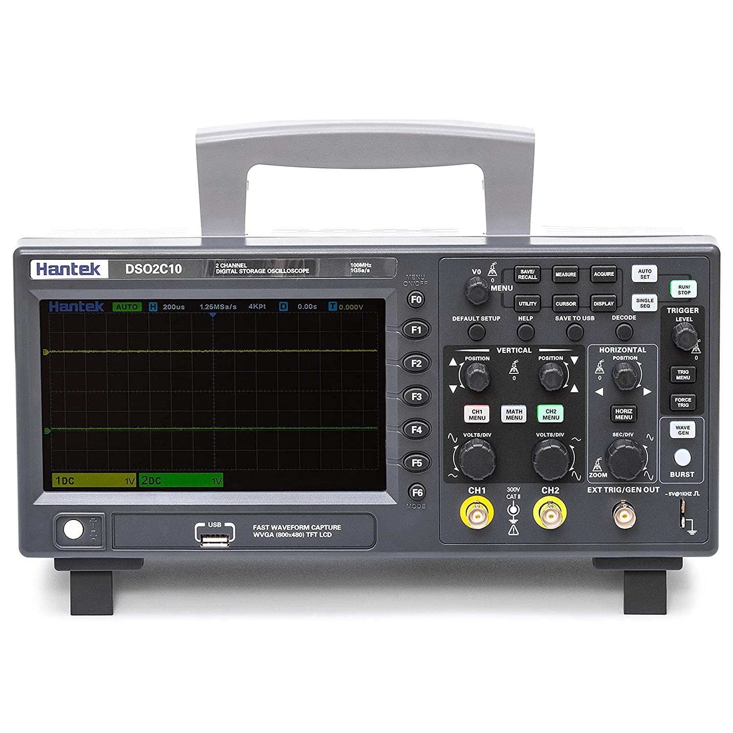 Hantek Dso2c10 2 Channel 100mhz 1gsa/s Digital Storage Oscilloscope Without Awg Signal Generator