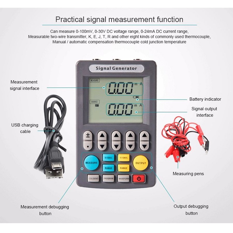 0-5V 0-10V 4-20mA Generator with LED Display High Precision Adjustable DC Current Voltage Signal Generator