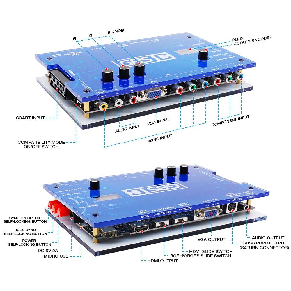 GBS Control Video Converter GBSC RGBs SCART Ypbpr Signal to VGA Adapter HDMI for PS2 Playstation 2 Dreamcast NGC SNES