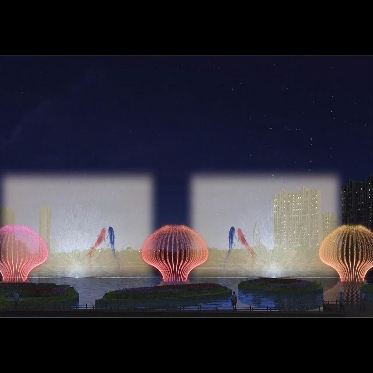 Attractive outdoor using laser projector special water screen fountain