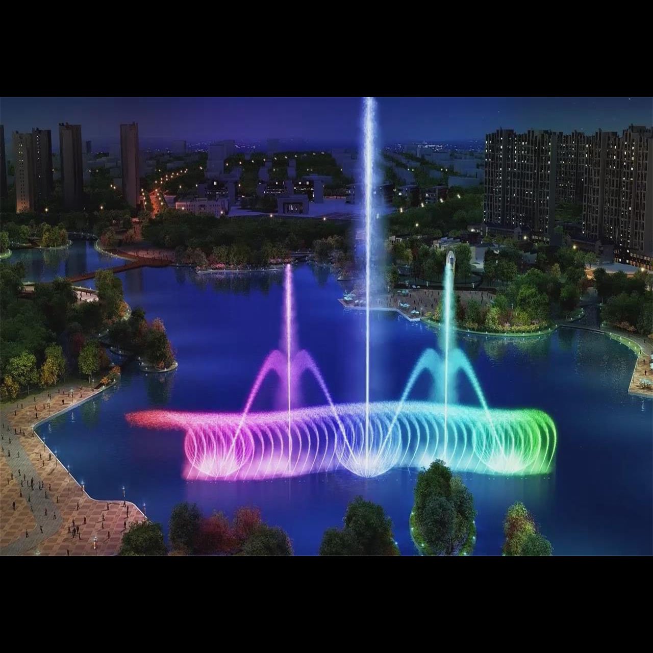 Attractive outdoor using laser projector special water screen fountain
