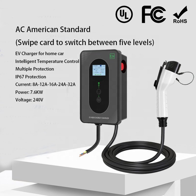 Type 1 American standard ZR-USO06-1 wall-mounted column-type AC Charging pile swipe card to start scheduled charging
