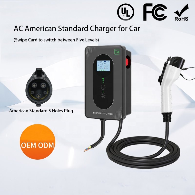 Type 1 American standard ZR-USO06-1 wall-mounted column-type AC Charging pile swipe card to start scheduled charging