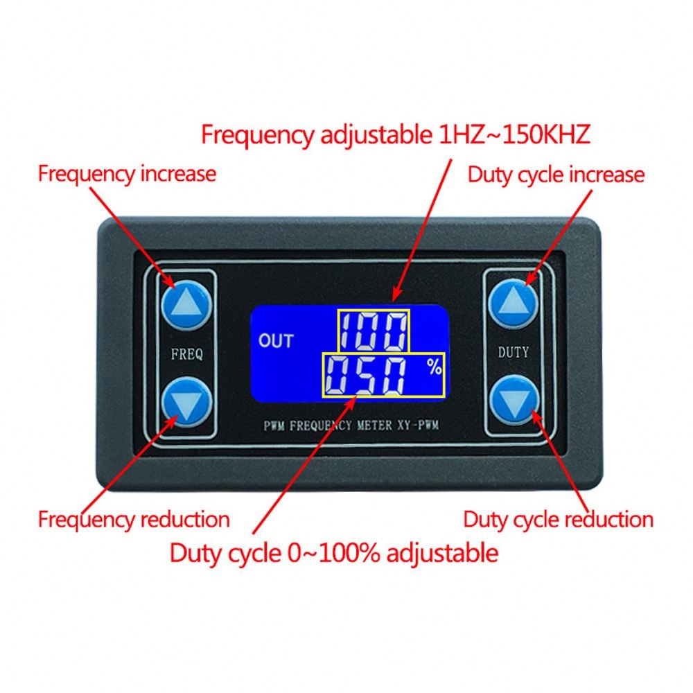 XY-PWM Adjustable Square Wave Rectangular Signal Generator 3.3-30V PWM Pulse Frequency Duty Frequency Range 1Hz~150KHz
