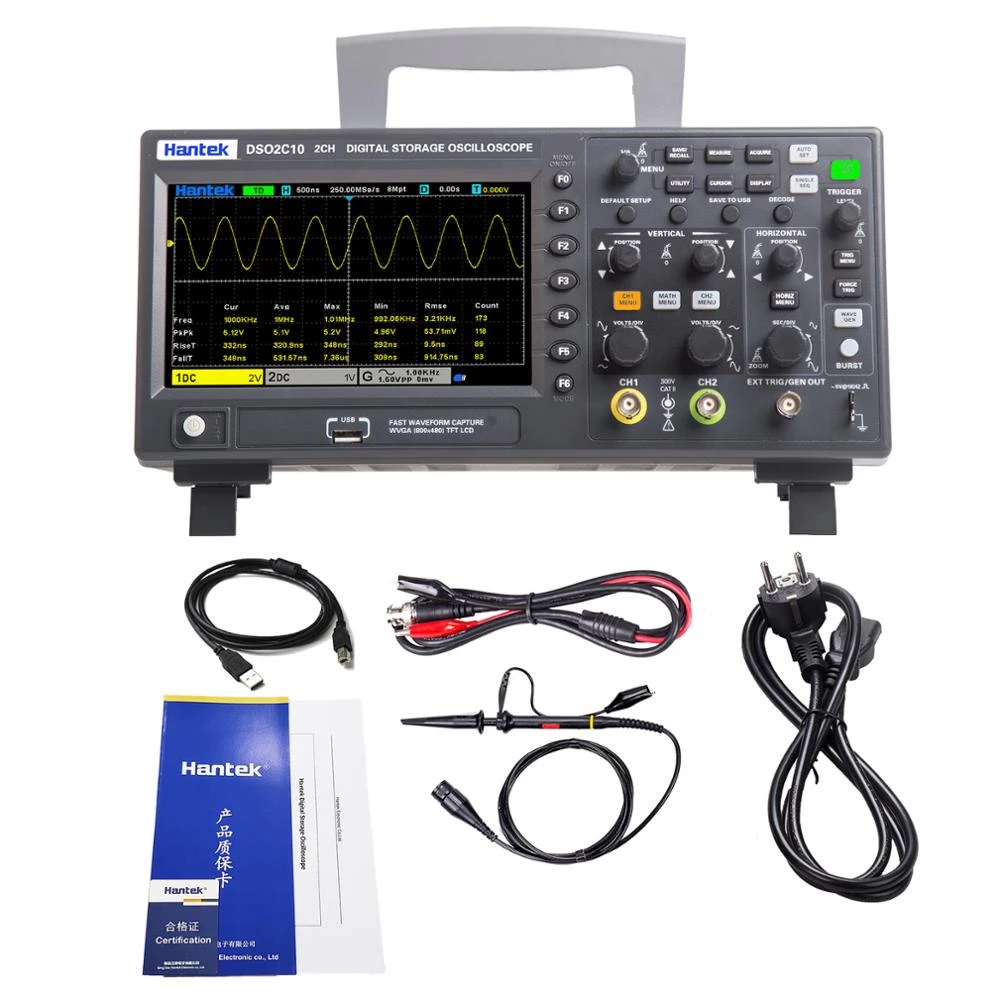 Hantek Dso2c10 2 Channel 100mhz 1gsa/s Digital Storage Oscilloscope Without Awg Signal Generator