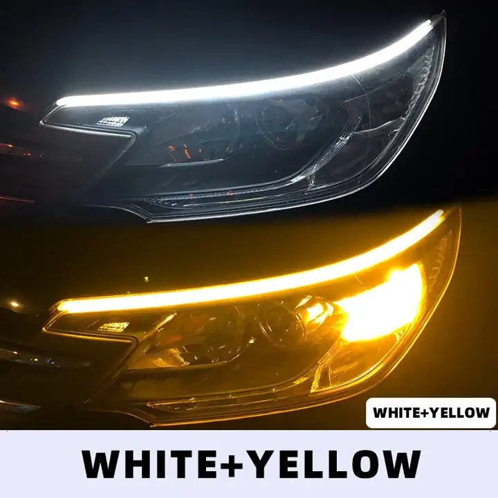 Led Drl 12v 30cm 45cm 60cm Car Daytime Running Light Flexible Waterproof Strip Auto Headlights Turn Signal Brake Flow Lights