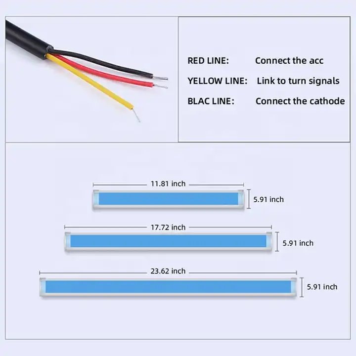 Led Drl 12v 30cm 45cm 60cm Car Daytime Running Light Flexible Waterproof Strip Auto Headlights Turn Signal Brake Flow Lights