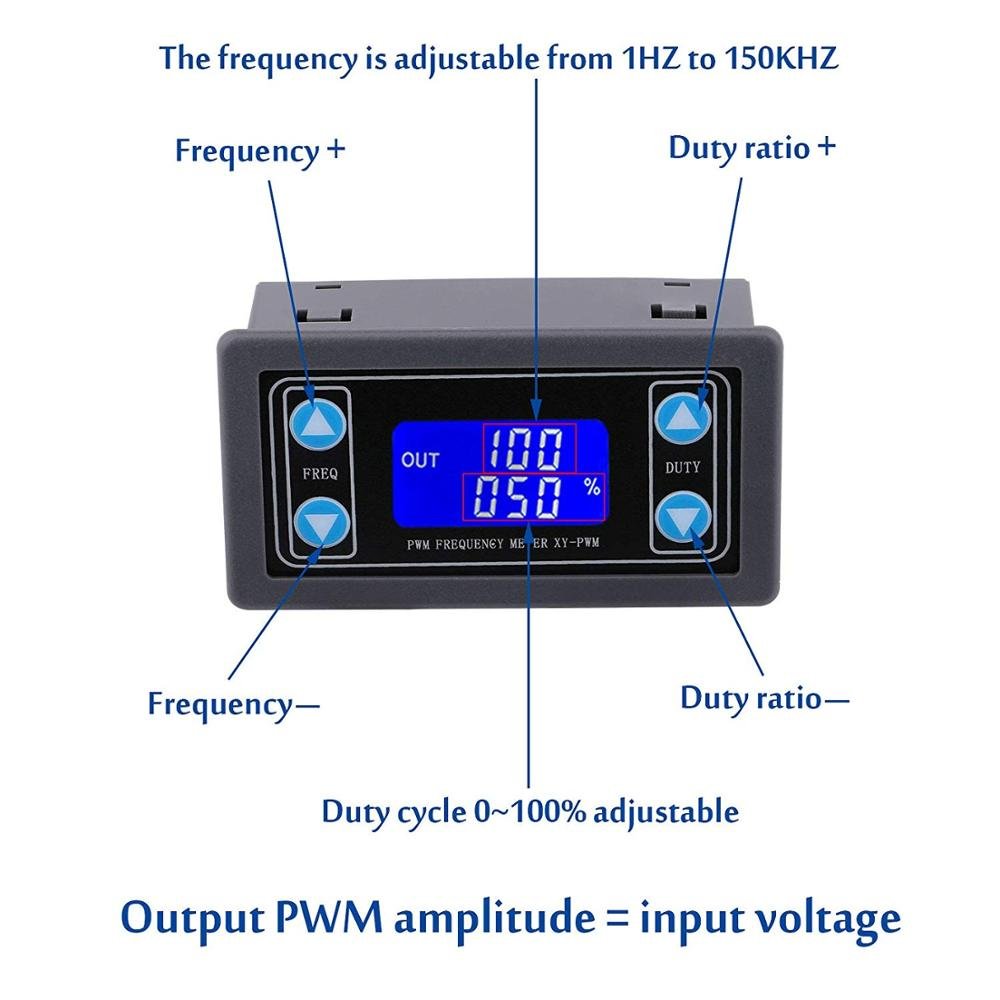 1Hz-150KHz Adjustable PWM Square Wave Pulse Signal Generator Frequency Meter with small size