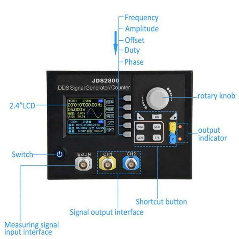 JDS2800 15MHz Dual-channel DDS Function Signal Generator Arbitrary Waveform Software Signal Source Frequency Meter
