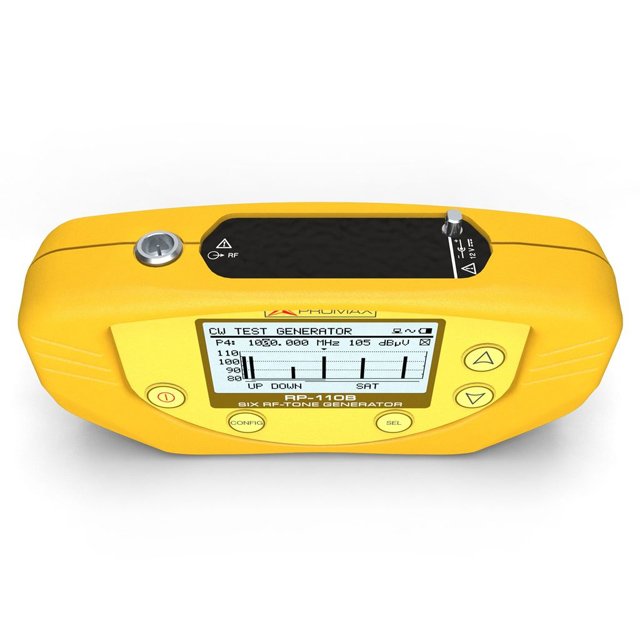 Handheld compact pocket size test signal 6 six pilot generator customizable frequency and level for coaxial cable CATV SMATV