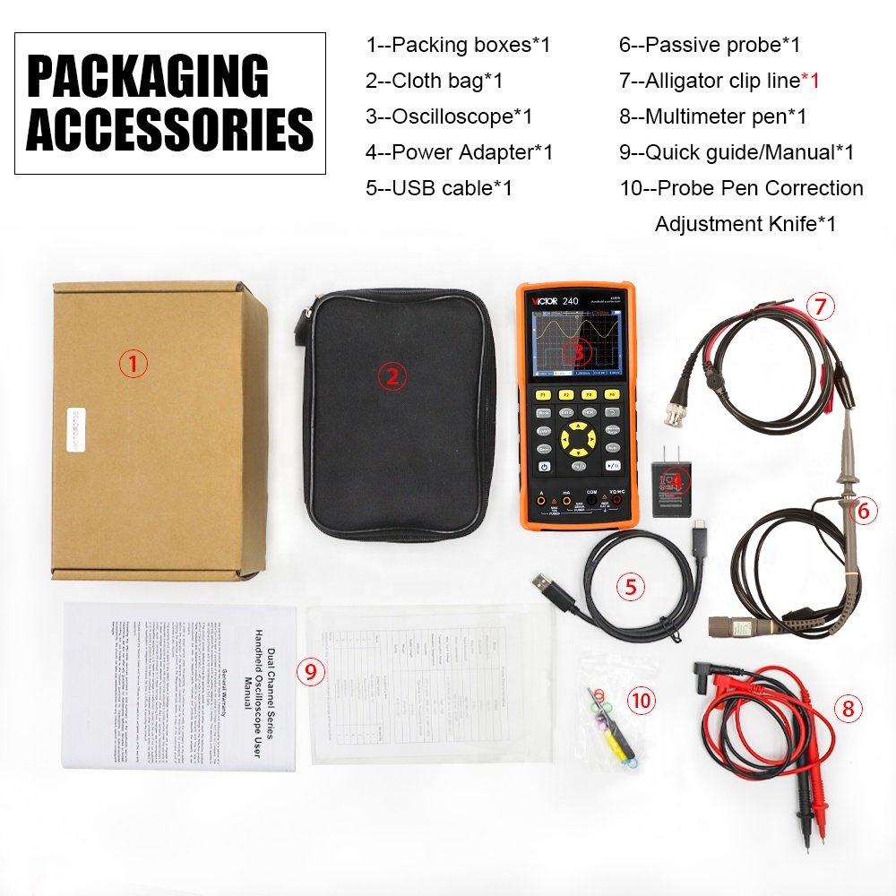 VICTOR 240 240S 270 270S 2102 2102S new Handheld Oscilloscope Multimeter Signal Generator oscilloscope bandwidth optional