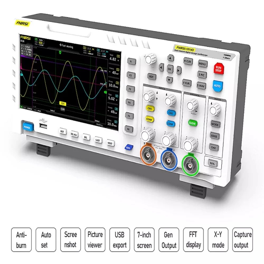 FNIRSI 1014D Digital Oscilloscope Dual Channel Input Signal Generator Osiloscopio Digital 1GSa/s Sampling Rate 1GB Storage