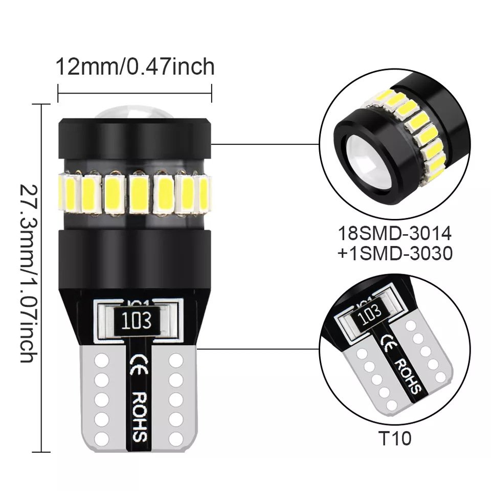 FSYLX T10 4014 smd Constant Current Bright Led Bulb 12V High Performance Decoding Wide Light T10 Led Car Light