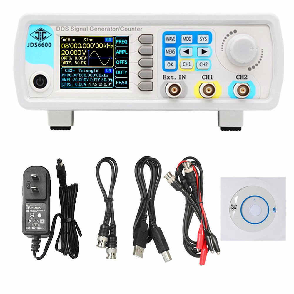 JDS6600 Series 15MHZ-60MHZ Digital Control Portable Color LCD Function Frequency Counter DDS Signal Generator Function Generator