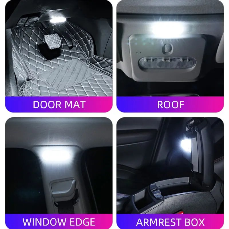 1x Car Interior Touch Lights Wireless USB Charging Magnetic Car Ceiling Lamp Magnetic Car Decoration Dome lamps Reading Light