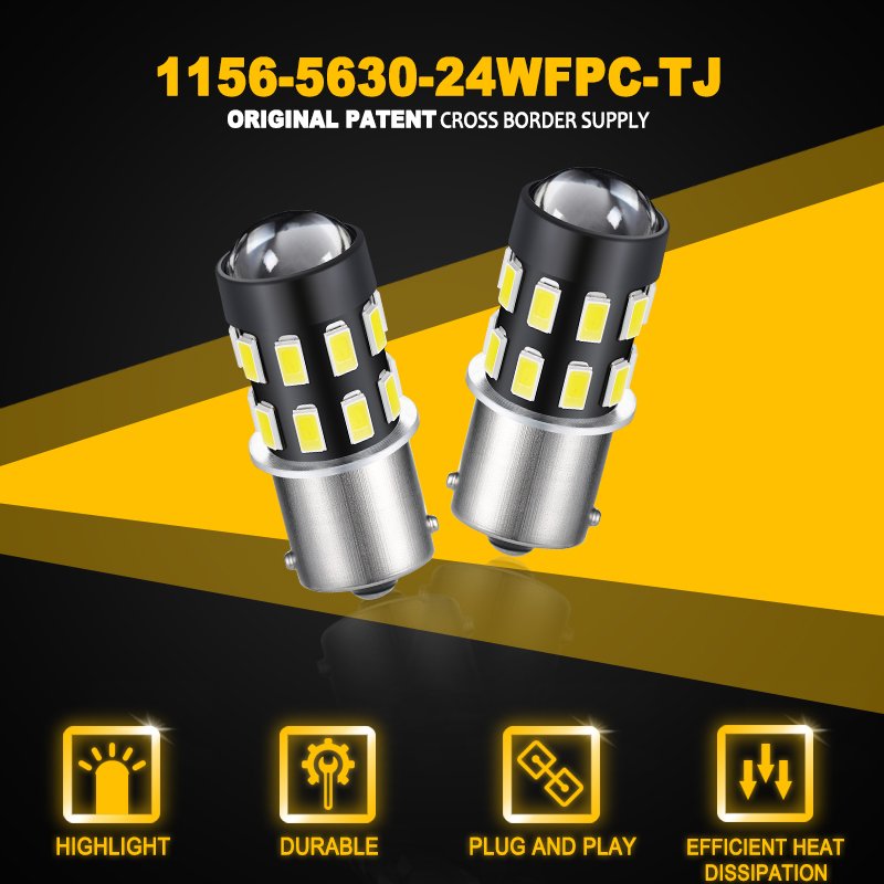 JiaChi Bright 10PCS Led Bulb 3157 Resistor Turn Signal Car Brake LED Light Lamp Error Free T25 P27/7W P27W White 12-24v 5630Chip