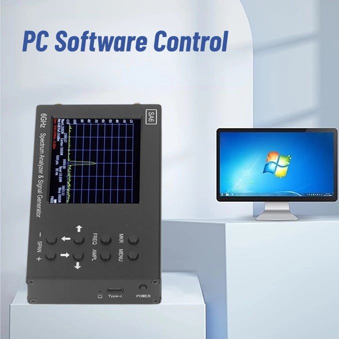 6GHz Handheld SA6 Spectrum Analyzer,Portable Frequency Analyzer 35 to 6200 MHz,Built-in Signal Generator,Provide PC Software