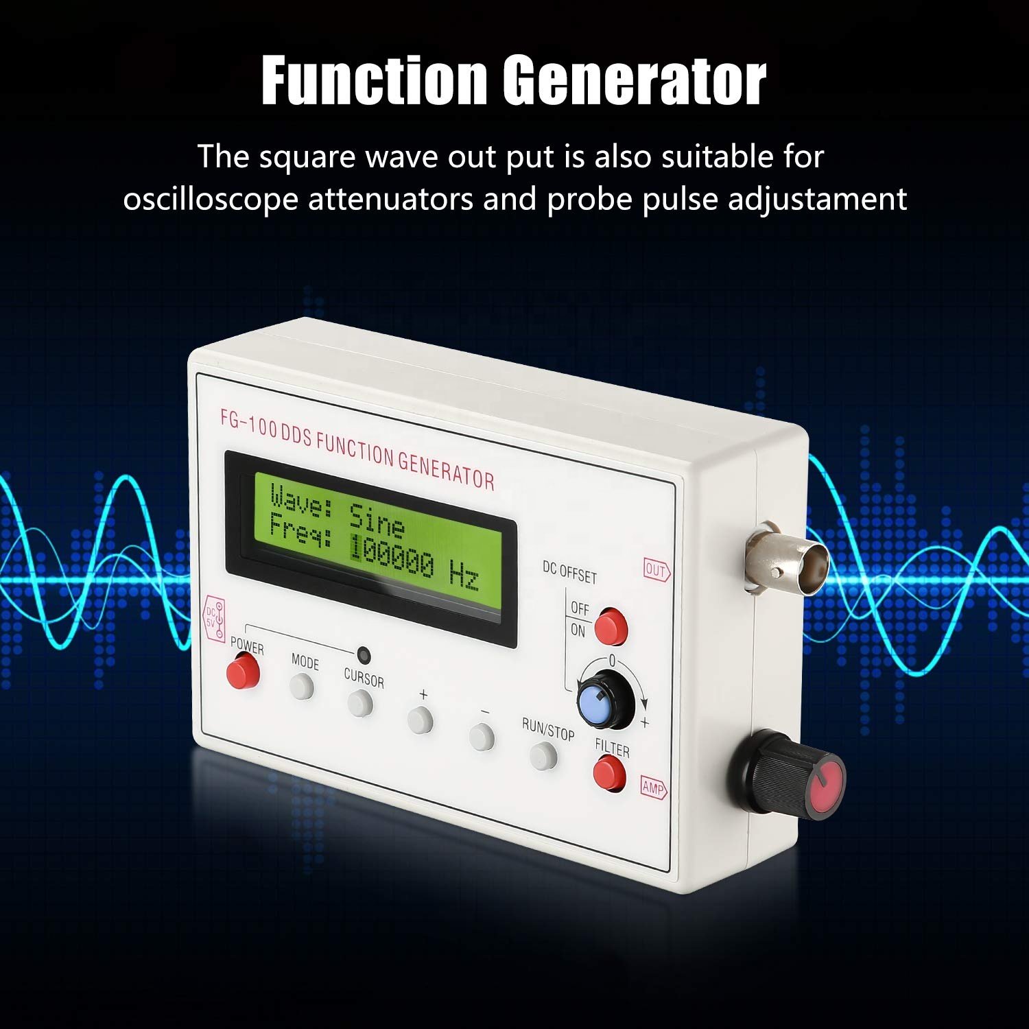 DDS Functional Signal Generator DDS Function Low Frequency Signal Generator Sine/Triangle/Square/Sawtooth Waveform 1HZ-500KHZ