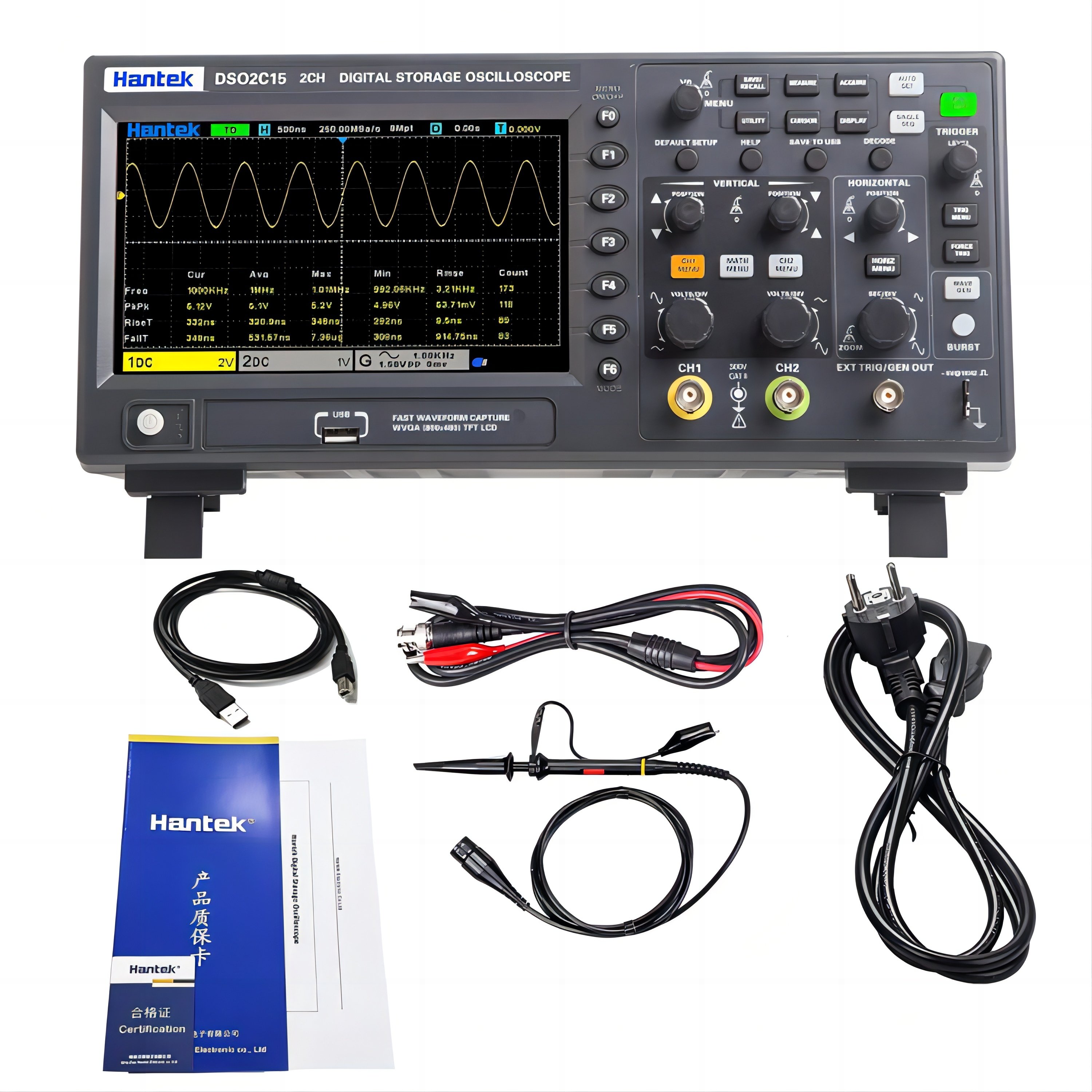 Hantek Dso2d10 Oscilloscope With 2 Channels 150mhz High Resolution Up To 12bit