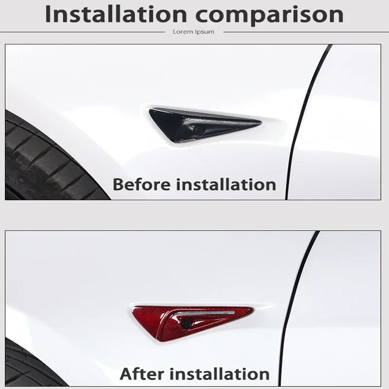 Carbon Fiber Side Camera Protection Cover Fender Trim Cover Car Modification Accessories For Tesla Model 3/Y/X/S