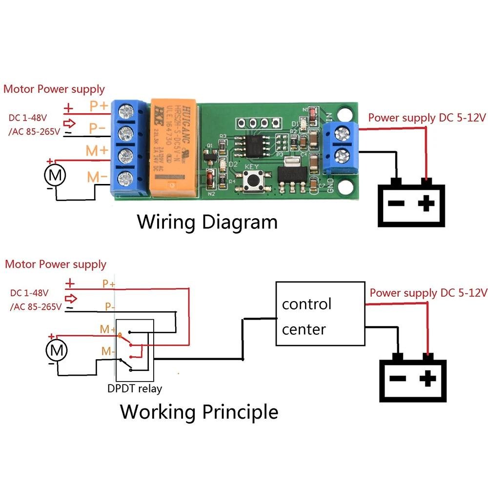 1pc Motor Reverse Polarity Module Time Adjustable Delay Relay 2A Drive Current Signal Generator DC 5/6/9/12V