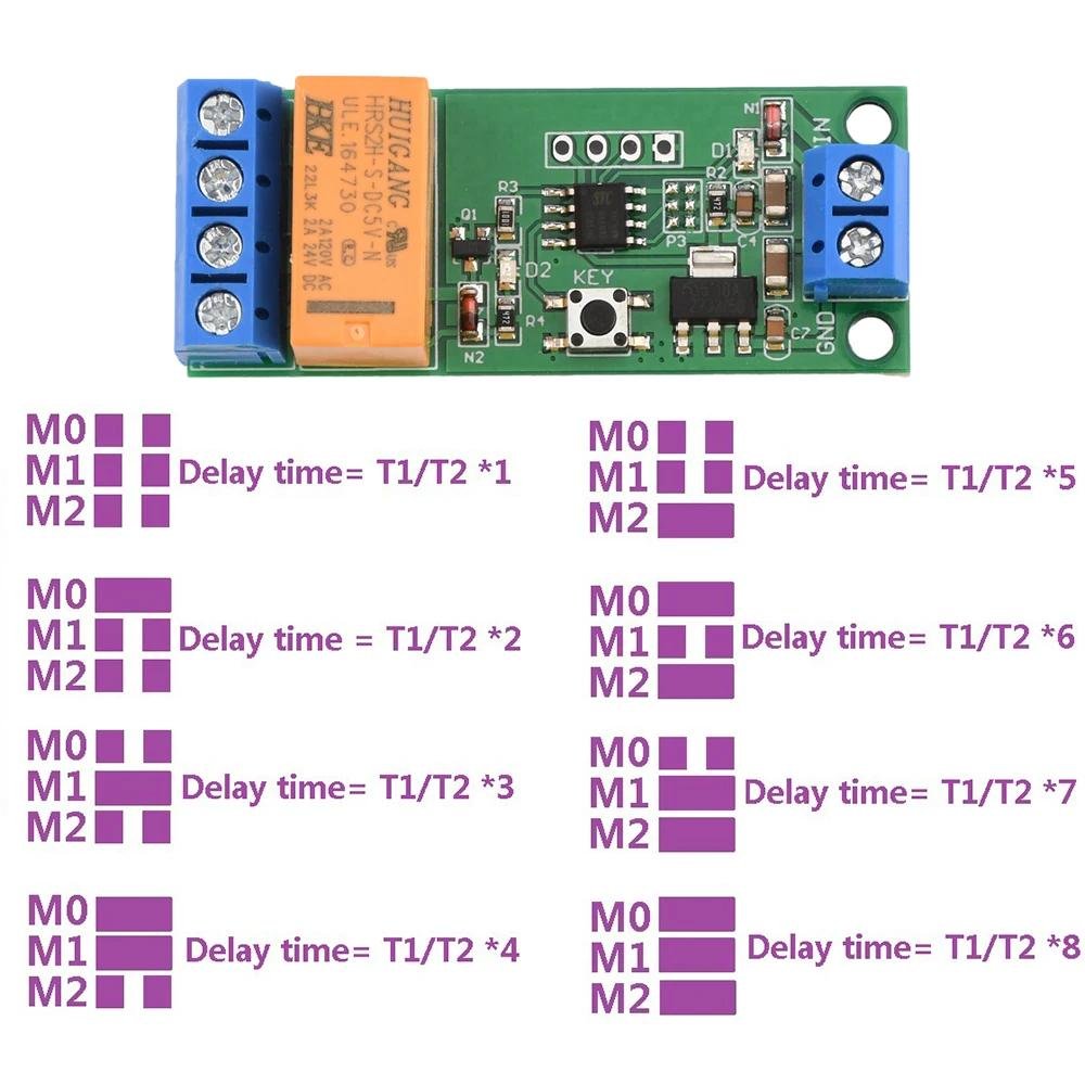 1pc Motor Reverse Polarity Module Time Adjustable Delay Relay 2A Drive Current Signal Generator DC 5/6/9/12V
