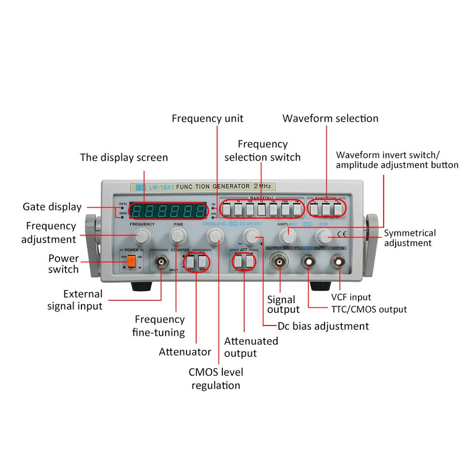 Longwei Factory sales Multi-function LW-1643 Wave Digital Function Signal Generator 0.1Hz-10MHz Frequency