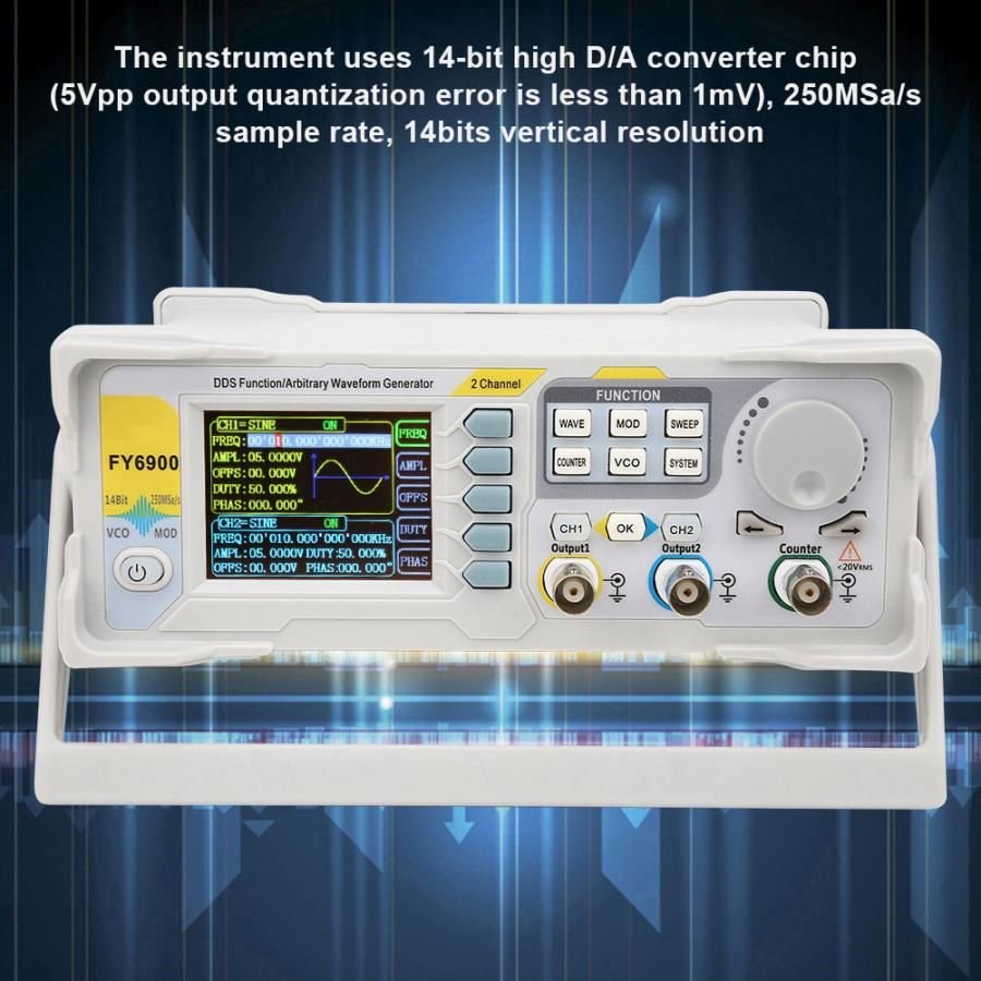 FY6900 20MHz-100MHz Function Signal Generator Arbitrary Waveform Meter TFT Screen Dual Channel Digital Frequency Count Source