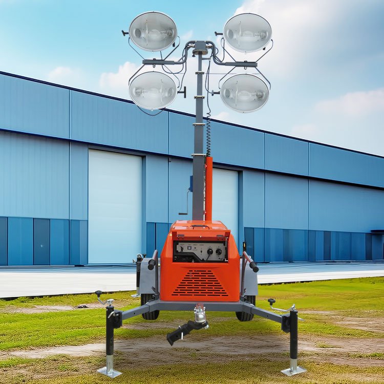 4* 1000w metal halide 5kw generator automatic mobile diesel trailer power led light tower portable for sale