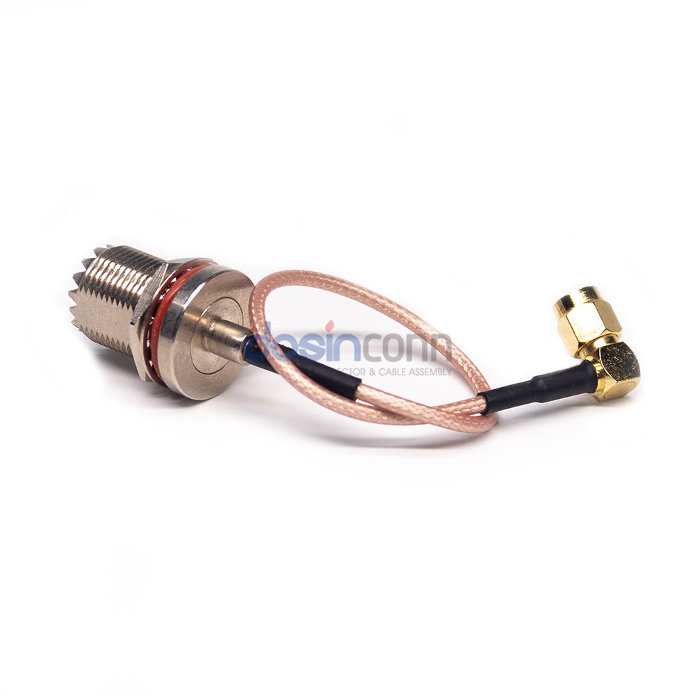 Waterproof UHF Female SO239 Bulkhead to SMA Male Right Angle with RG316 Cable Assembly