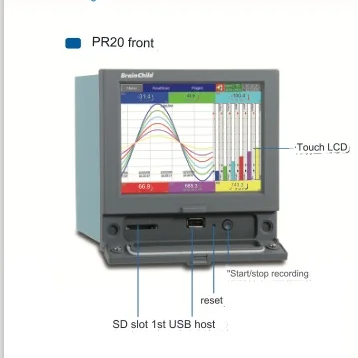BrainChild PR Series Touch paperless recorder CE cULus RoHS FDA