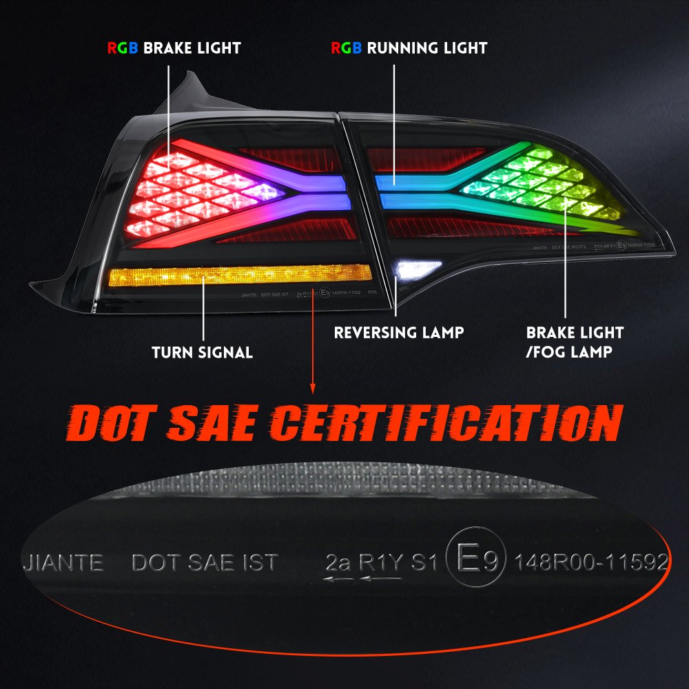 E-marked Approved Turn Signal Universal RGB Color Model Y Model 3 Tail Light Replacement for Telsa