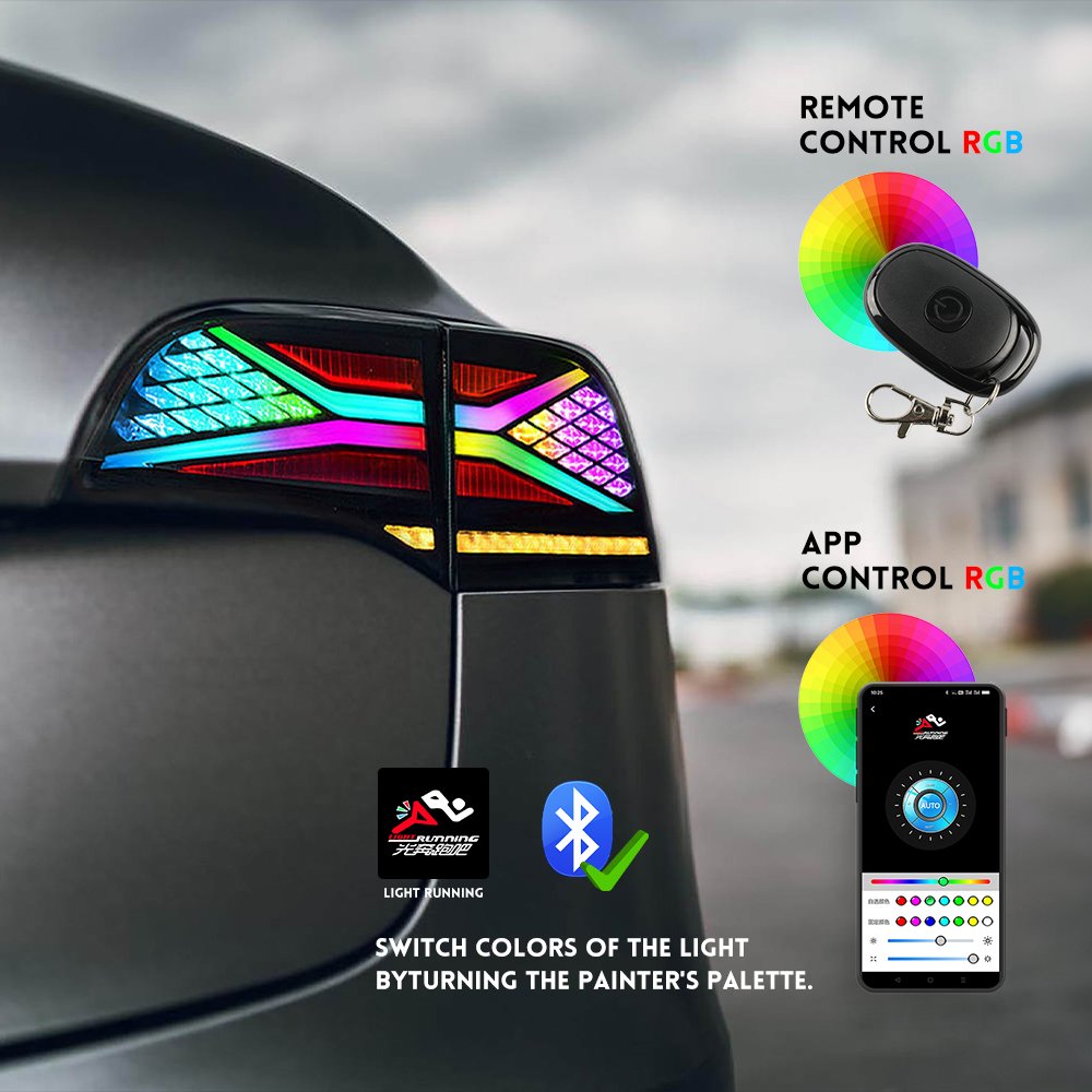 E-marked Approved Turn Signal Universal RGB Color Model Y Model 3 Tail Light Replacement for Telsa