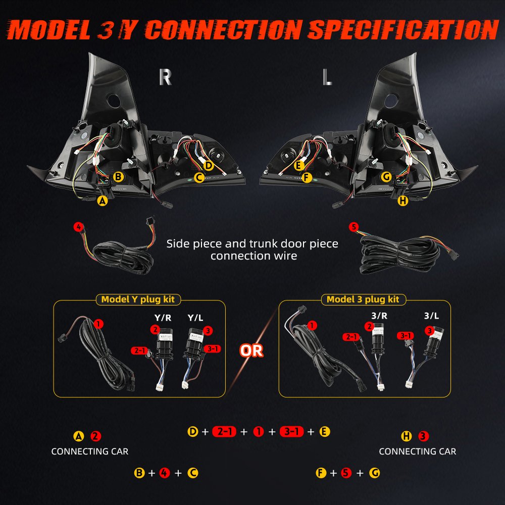 E-marked Approved Turn Signal Universal RGB Color Model Y Model 3 Tail Light Replacement for Telsa