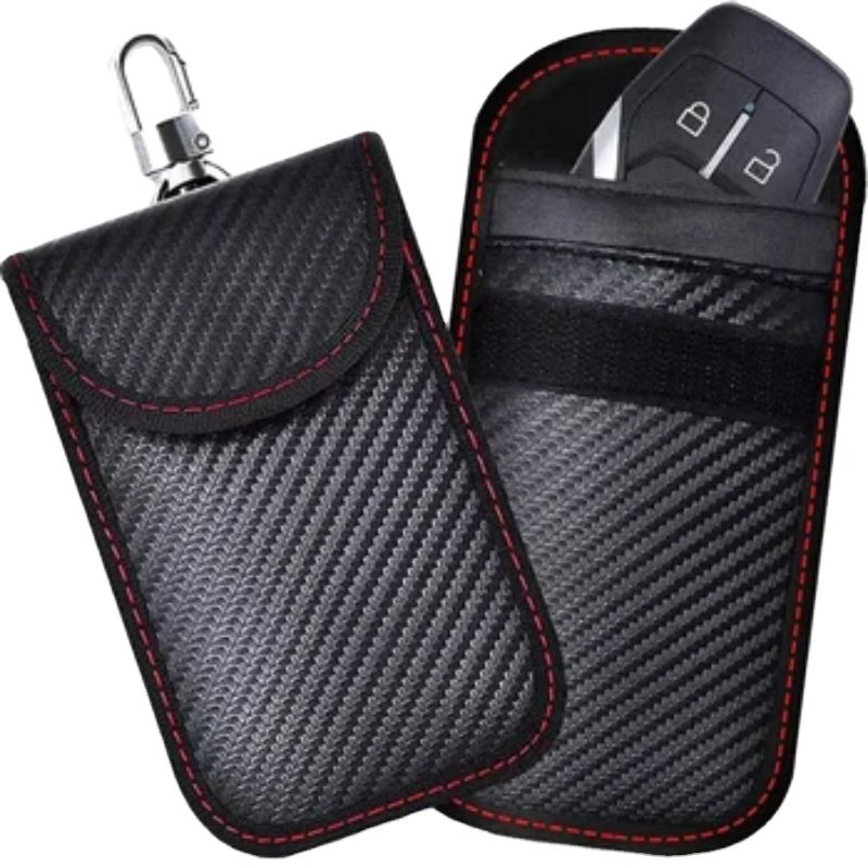 Carbon Fiber Faraday Key Fob Protector Compact Key case Signal Blocking Faraday Pouch Pocket Size Car Key Wallets Faraday Bag