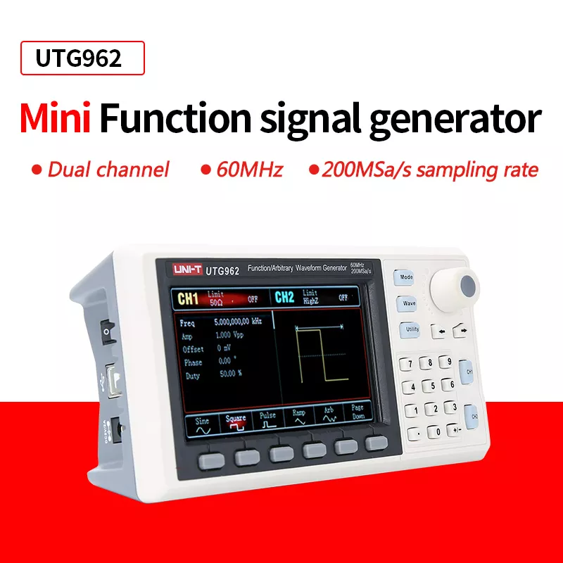 UTG962E Dual Channel 60Mhz Function Arbitrary Waveform Generator